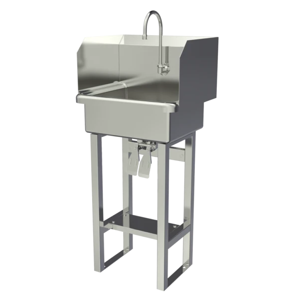 Wash Station, 43 1/2 Inch Ht, 17 Inch Bowl Lg, 7 Inch Bowl Dp, 2 gpm Flow Rate, 16 ga