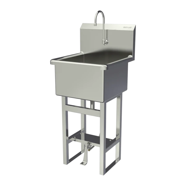 Utility Sink, 1 Bowls, Stainless Steel, 45 1/2 Inch Overall Ht, 21 Inch Lg, Single Hole