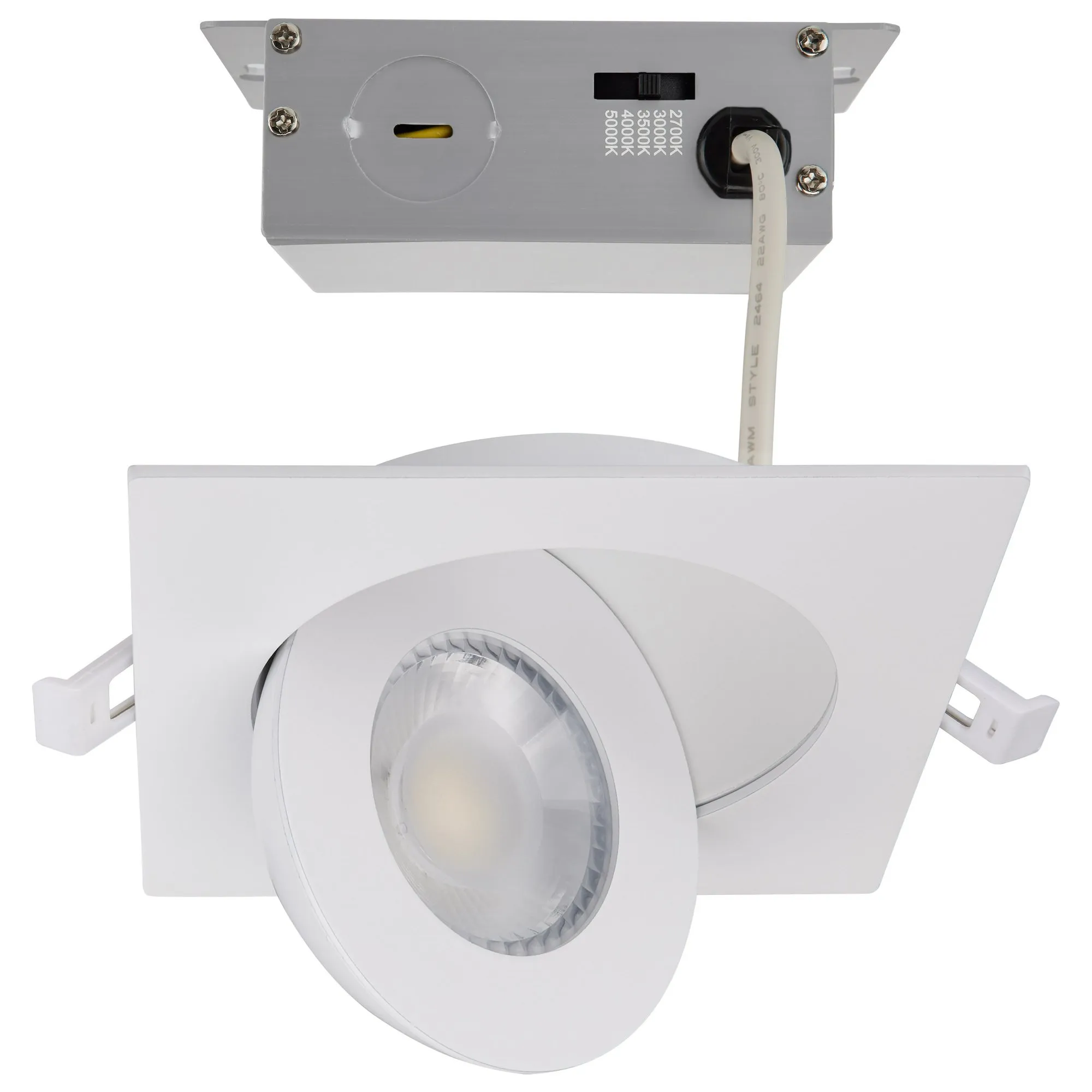 LED Direct Wire Downlight Gimbaled, 9 Watt CCT Selectable, 4 Inch Square, Remote Driver