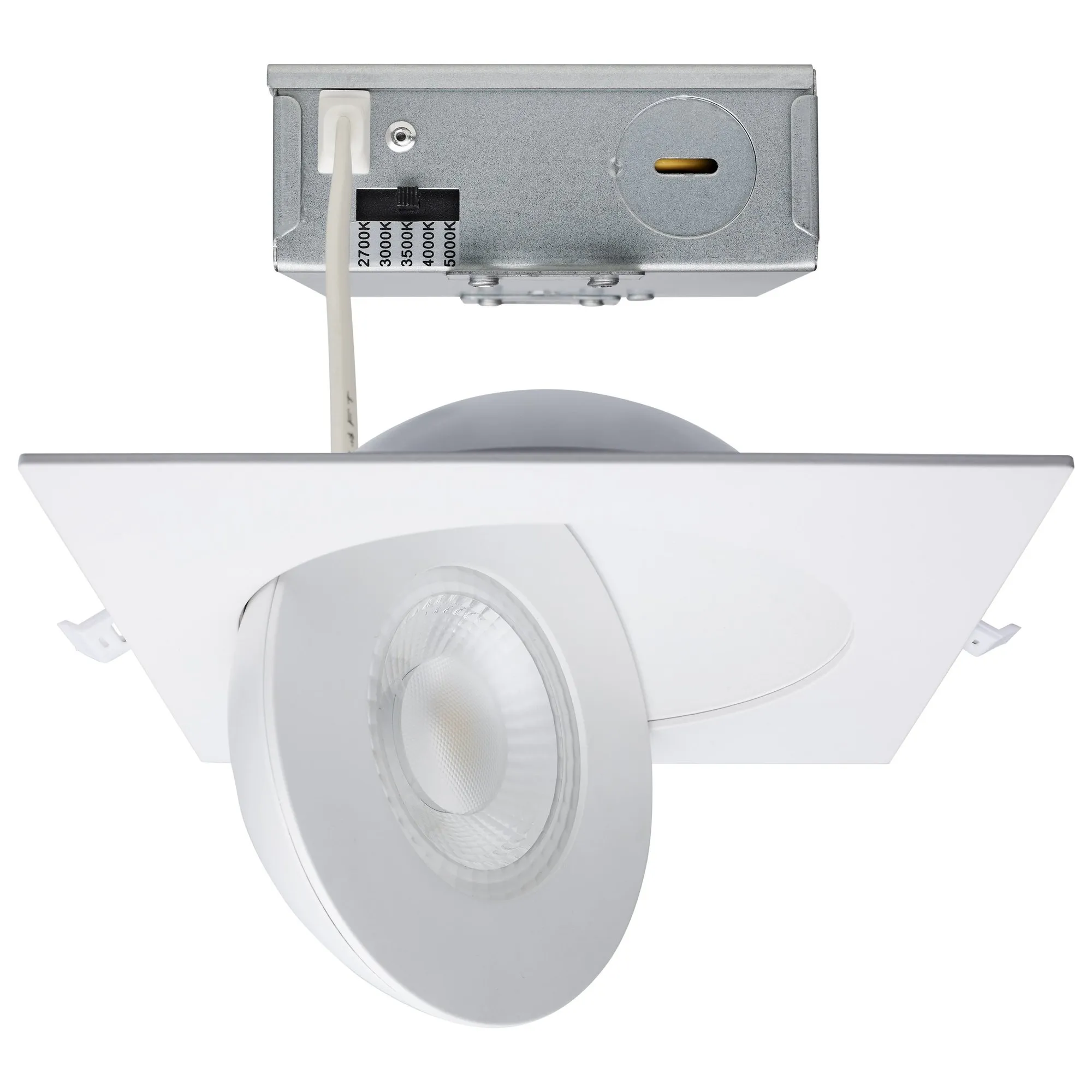 15 Watt LED Direct Wire Downlight Gimbaled 6-Inch Square Remote Driver White