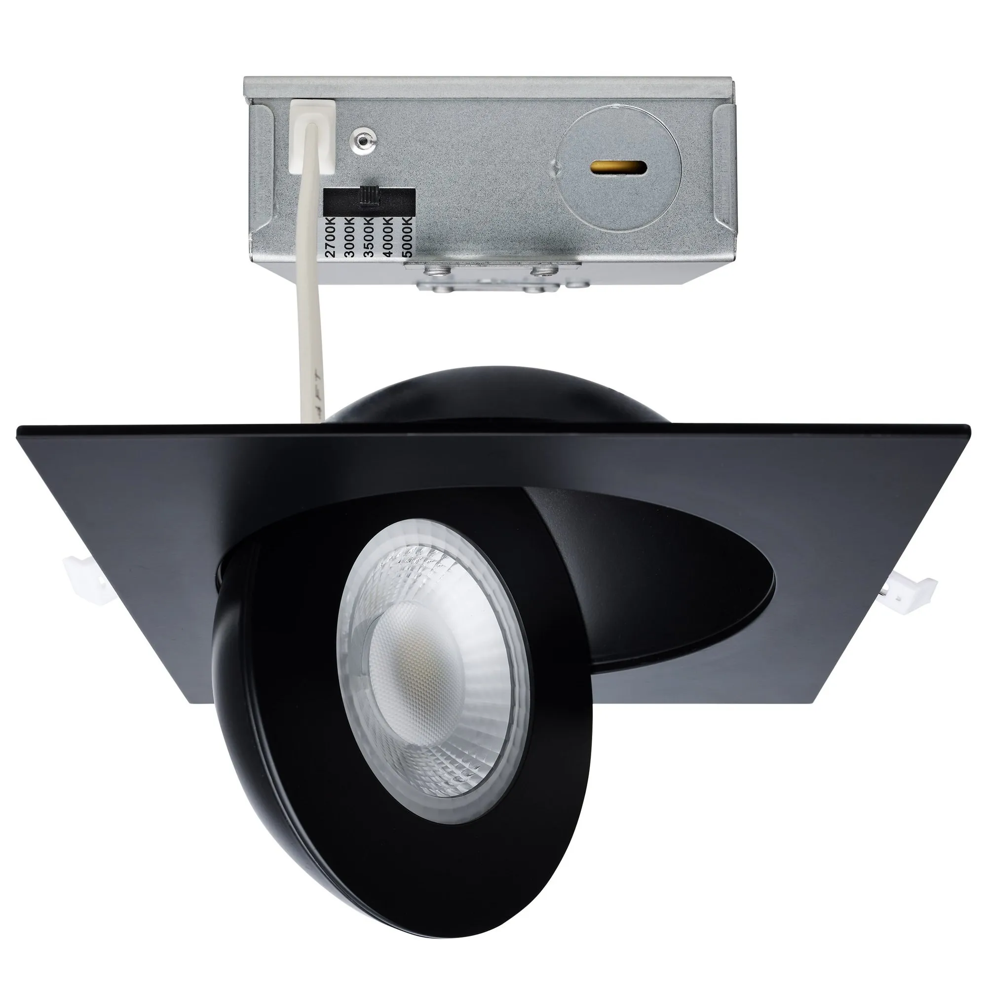 15 Watt Direct Wire Downlight Gimbaled 6-Inch Square Remote Driver Black