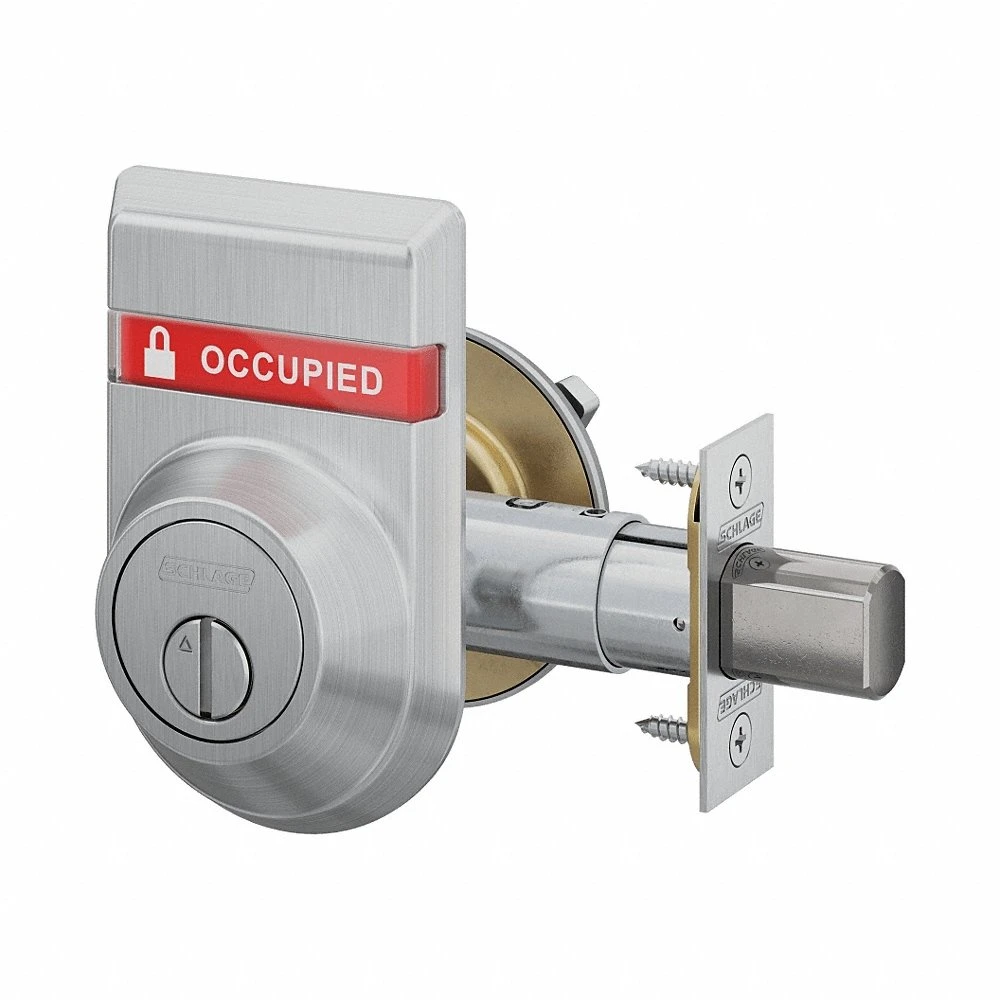 Deadbolt Locks, Cylindrical, SFIC, 1 7/8 Inch Door Thick-Max, Occupancy-Indicating, Brass