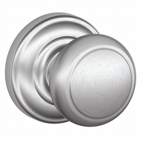 SCHLAGE F10 AND 626 AND Knob Lockset, 2, Andover/Rose, Satin Chrome, Not Keyed | CU2AAD 49ZC99