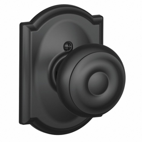 SCHLAGE F170 GEO 622 CAM Knob Lockset, 2, Georgian/Camelot, Matte Black, Not Keyed | CT9ZTK 49ZE44
