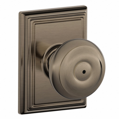 SCHLAGE F40 GEO 620 ADD Knob Lockset, 2, Georgian/Addison, Antique Pewter, Not Keyed | CU2AAX 49ZF31