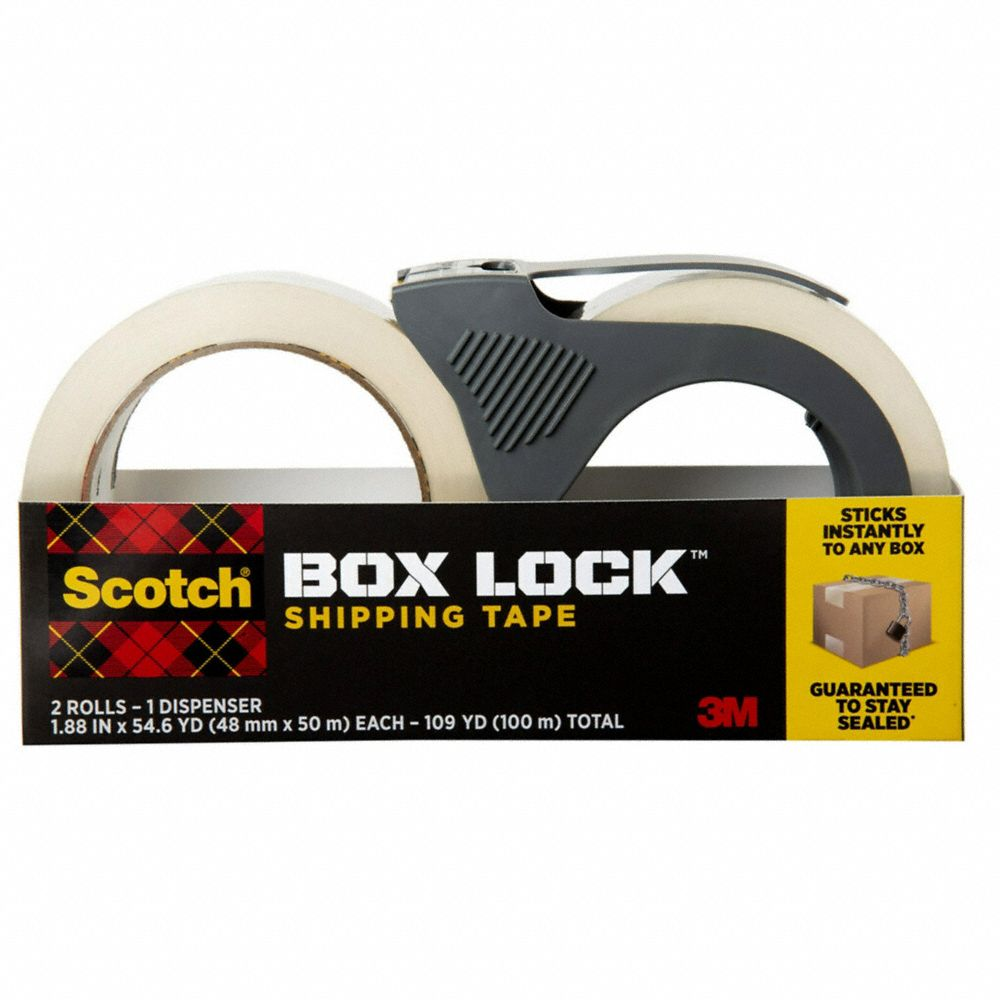 Scotch Shipping Packaging Tape 3950-21RD-6WC, Colorless, Heavy Duty, 3.1 mil Tape Thick, 2PK