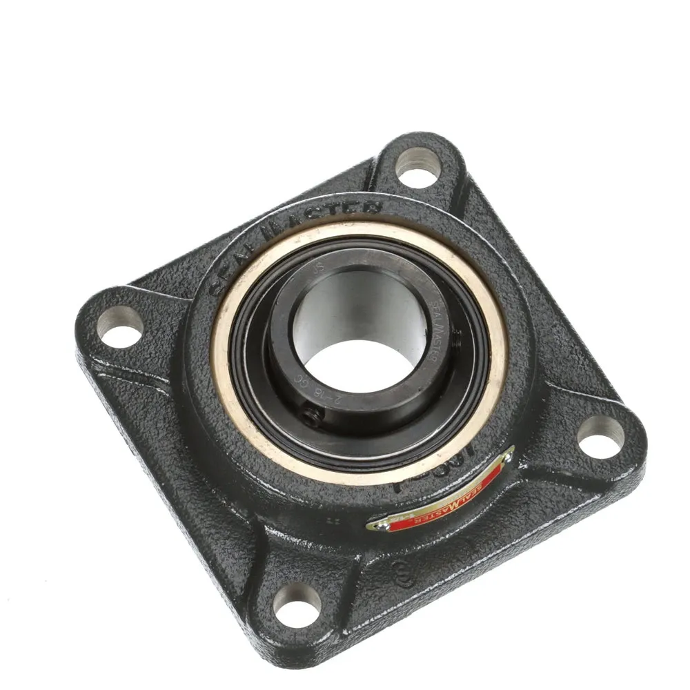 Flange Ball Bearing, 4 Bolt, Black Oxided, Setscrew Lock, 1 Inch