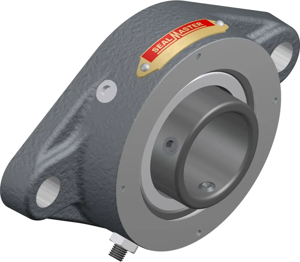 Flange Bearing, 2 Bolt, 1.25 Inch Dia, Setscrew Locking, Spring Loaded Seal