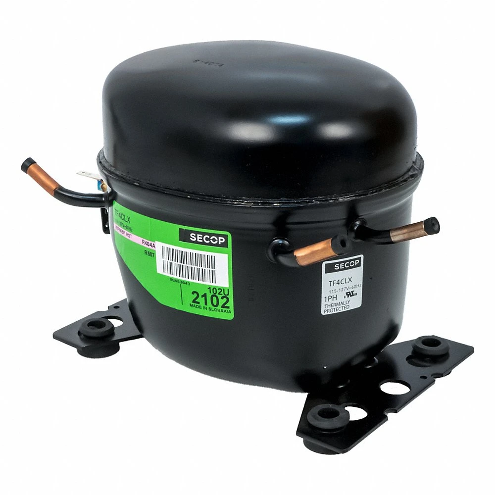 Compressor, Reciprocating, 1,285 BtuH Cooling, 1/5 HP, 3/16 Inch Connection Size