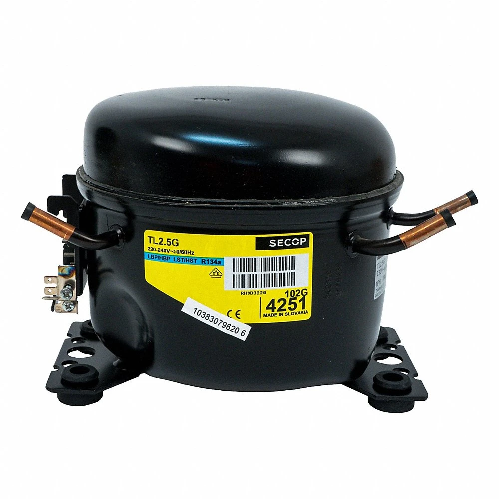 Compressor, Reciprocating, 969 BtuH Cooling, 1/10 HP, 5 mm Discharge Line Connection Size