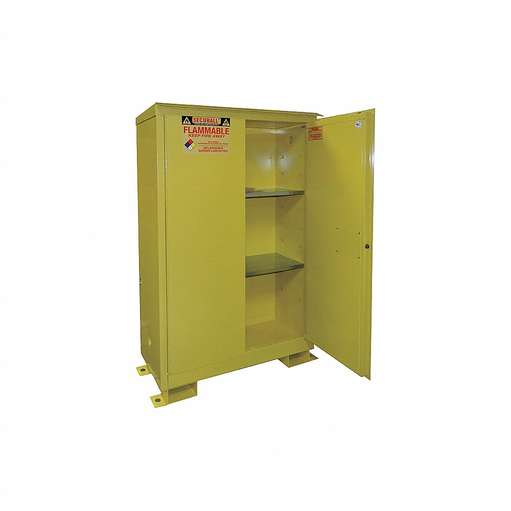 SECURALL PRODUCTS A145WP1 Flammable Safety Cans Storage Cabinet, Outdoor, Self-Latch, Standard 2-Door, 45 Gallon | CJ6QYJ