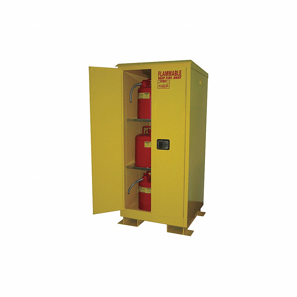 SECURALL PRODUCTS A160WP1 Flammable Safety Cans Storage Cabinet, Outdoor, Self-Latch, Standard 2-Door, 60 Gallon | CJ6QYL