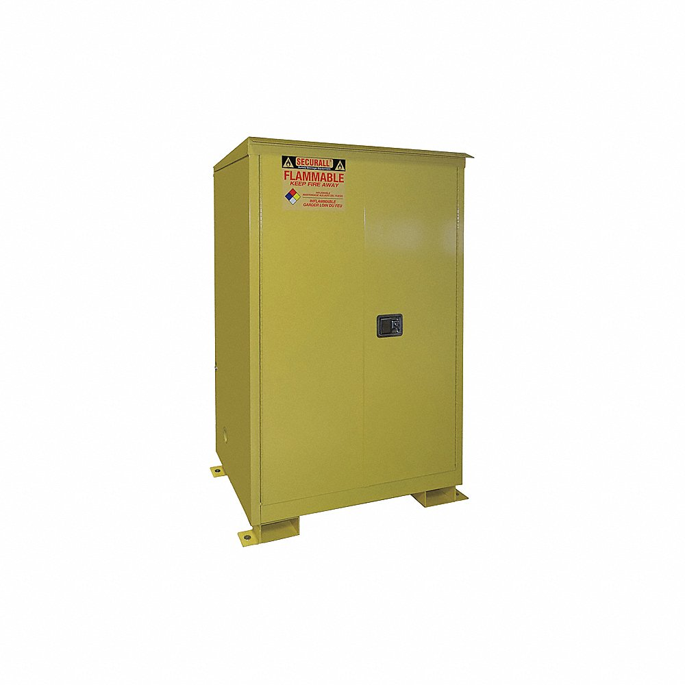 SECURALL PRODUCTS A190WP1 Flammable Safety Cans Storage Cabinet, Outdoor, Self-Latch, Standard 2-Door, 90 Gallon | CJ6QYN
