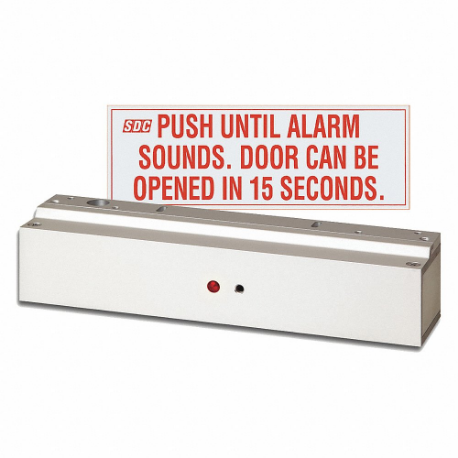 Exit Door Alarm, Brushed Chrome, Conventional Key, Delayed Egress, 15 Sec, Non-Handed