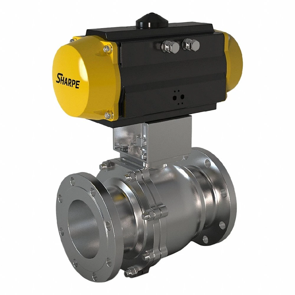 Pneumatically Actuated Two-Way Ball Valve, 6 Inch, CF8M Stainless Steel, Flange x Flange