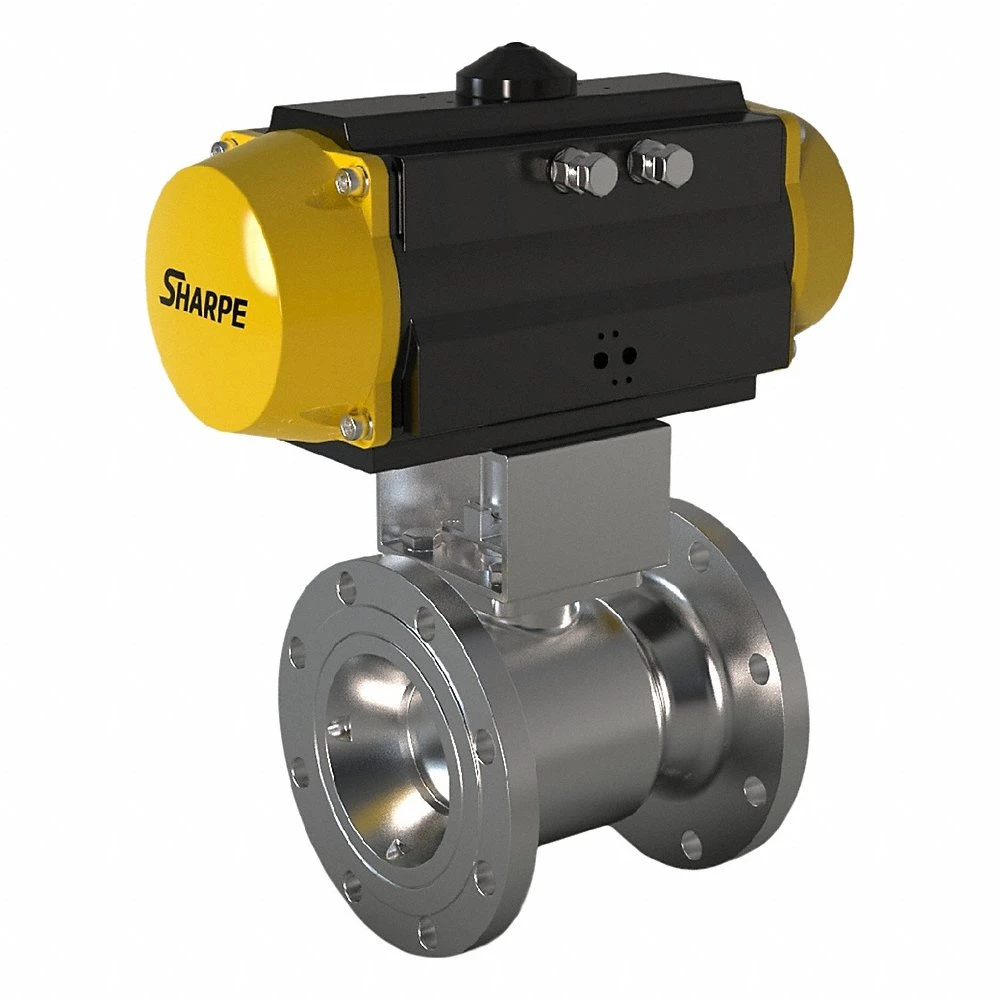 Pneumatically Actuated Two-Way Ball Valve, 6 Inch, CF8M Stainless Steel, Flange x Flange
