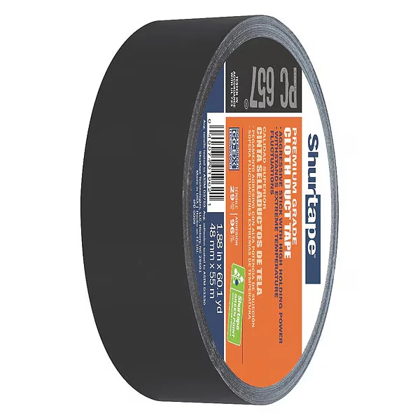 Duct Tape, 55m L, Adhesion 104 oz/in, Black