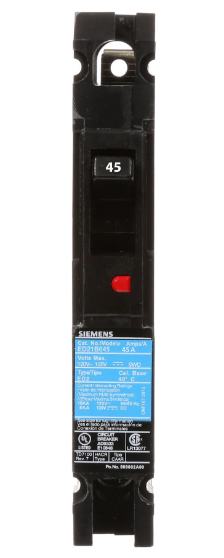 SIEMENS ED21B045 Bolt On Circuit Breaker Ed 45 Amp 120vac 1p 10kaic@120v | AG8MTL