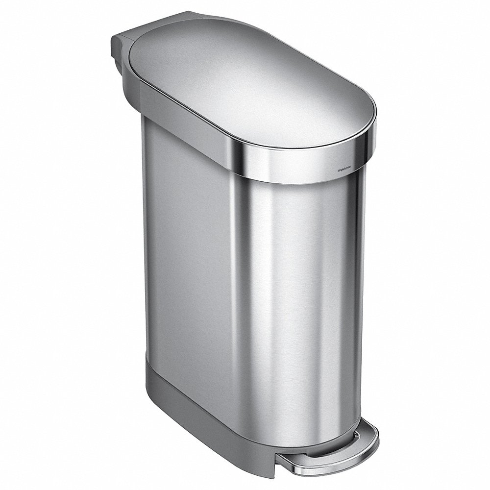 12 gal Step Can, Brushed, Stainless Steel