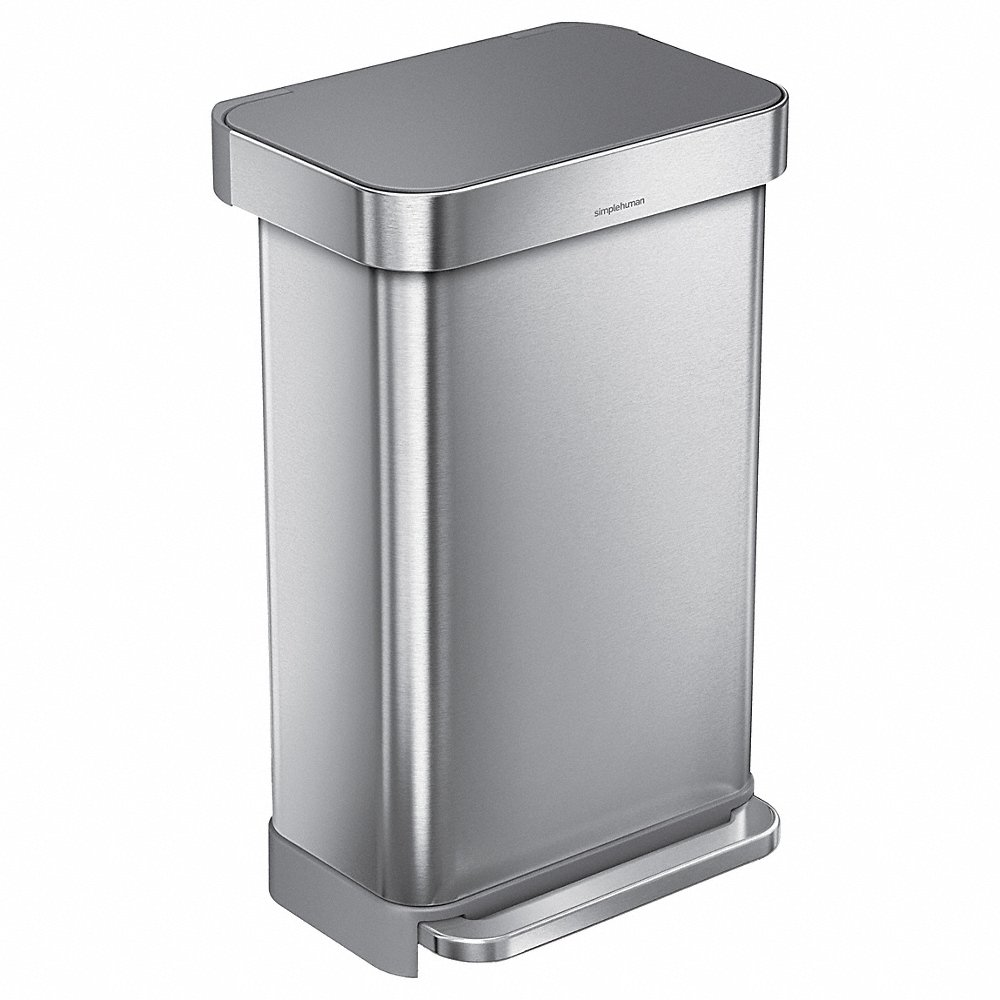 Trash Cans, Rectangular, 45 L, Gray