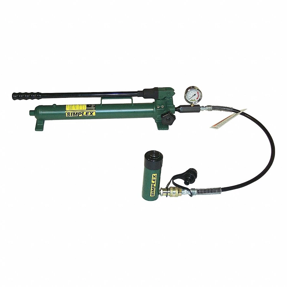 Cylinder and Hand Pump Set, 10 ton Capacity, 2 19/100 Inch Cylinder Stroke