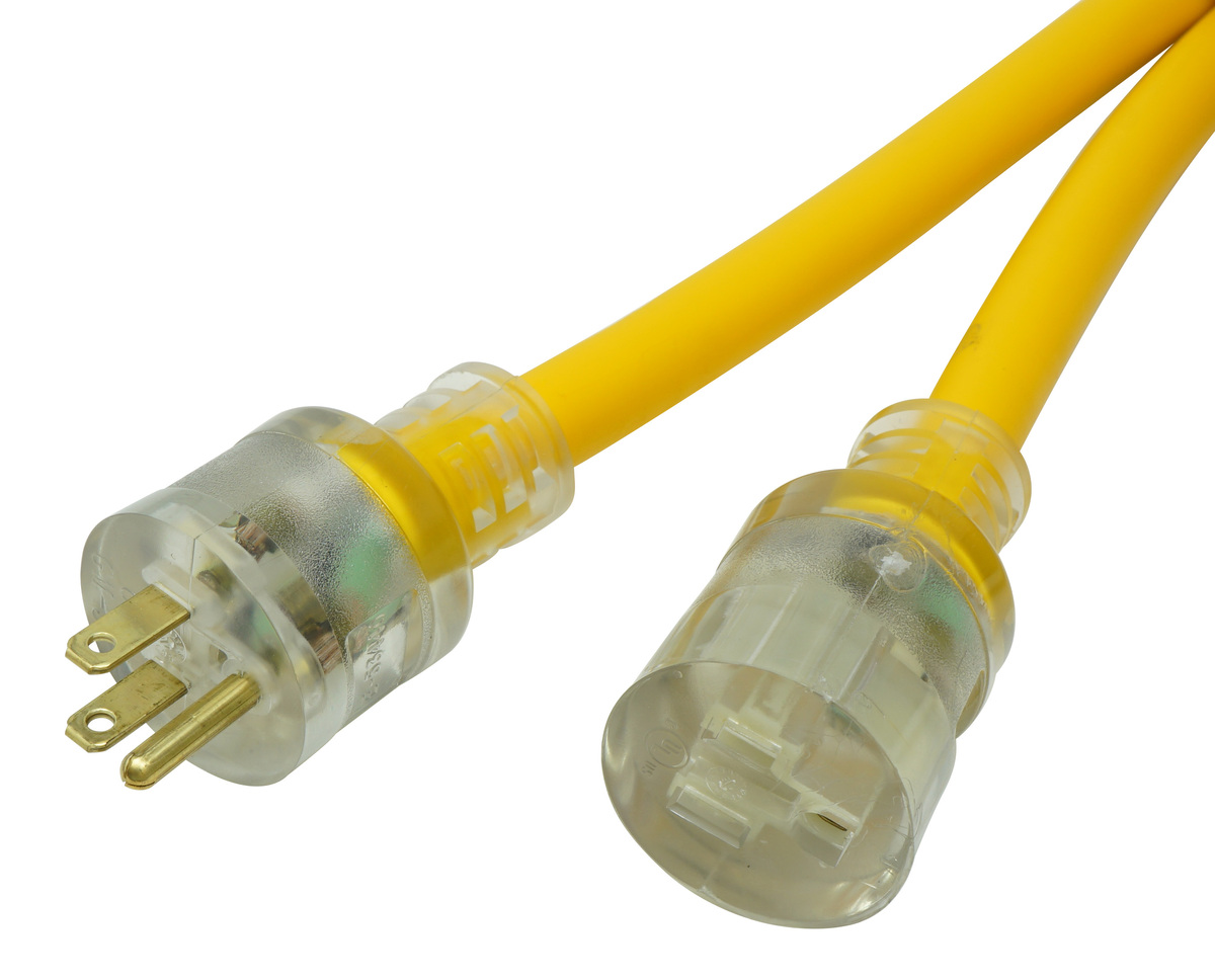 Outdoor Extension Cord With Power Light Indicator,50 Feet, Yellow