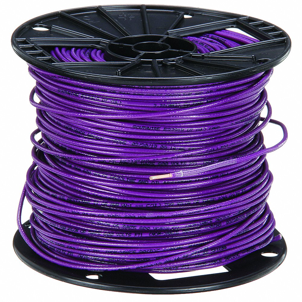 SOUTHWIRE COMPANY 25333601 Building Wire, 10 AWG Wire Size, 1 Conductors, Purple, 2, 500 ft Length, Solid, Nylon, PVC | CP2DZF 4WZC3
