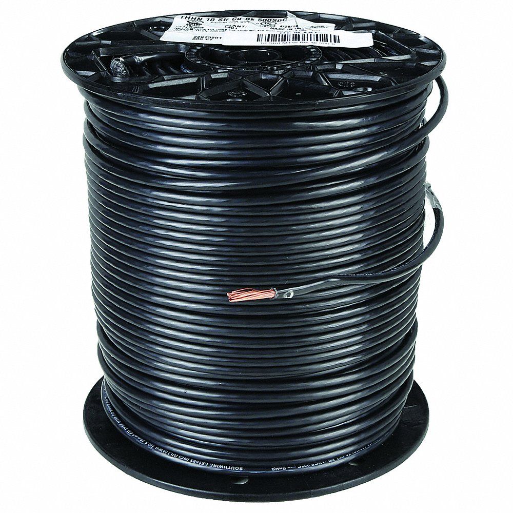 Machine Tool Wire, AWM, MTW, TEW, 10 AWG, 500 ft, Black, PVC Insulation
