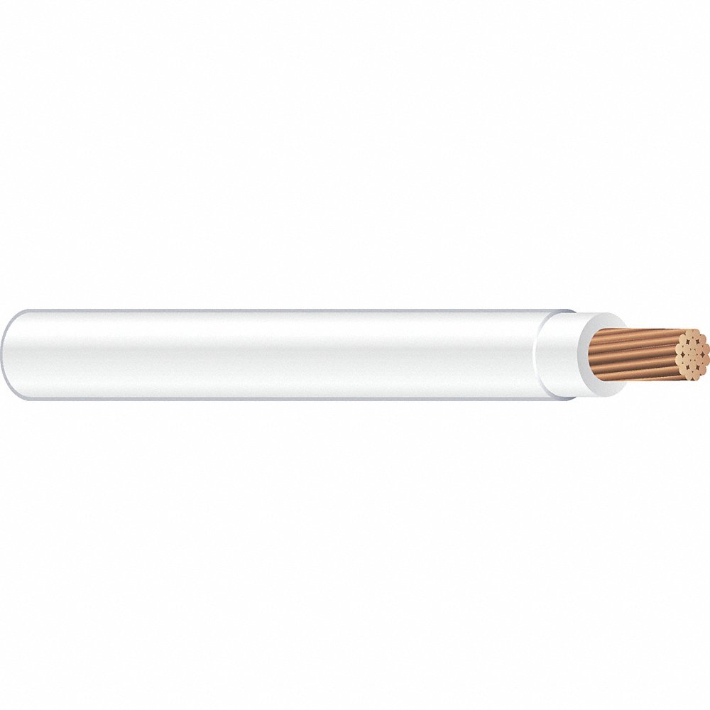 SOUTHWIRE COMPANY 55877102 Building Wire, 1/0 AWG Wire Size, 1 Conductors, White, 500 ft Length, Stranded, Nylon, PVC | CP2DWH 4WZR9