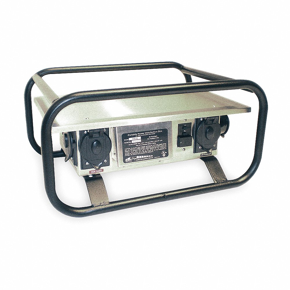 Power Distribution Box, 120/240V AC, 50 A, Locking Receptacle 50A at 125/250V AC, 3 Poles