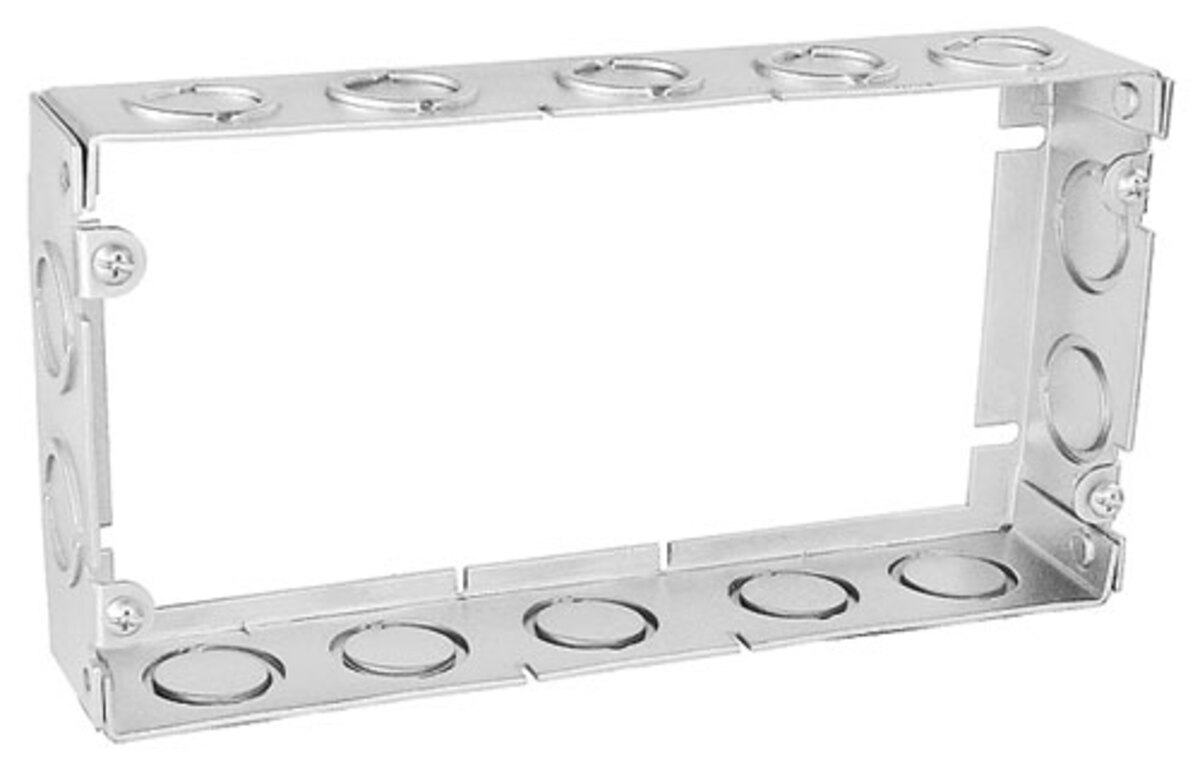 Three Gang Multi-Gang Extension Ring, 1-5/8 Inch Deep, With Conduit KOs