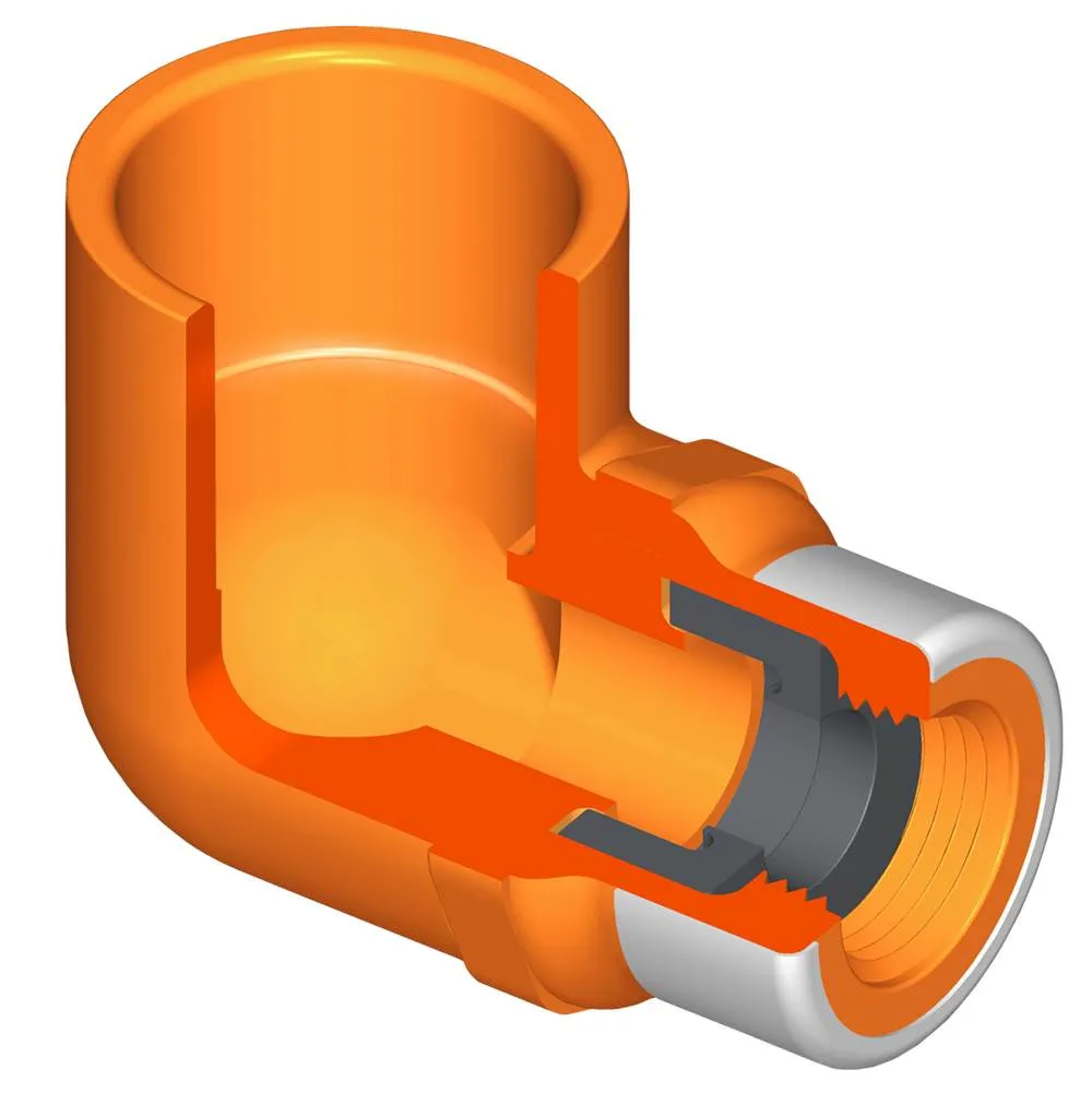 SPEARS VALVES 4207-166GSR Elbow, 90 Deg., Gasket Sealed, Socket x NPS, 1-1/4 x 1/2 Size, CPVC | BU6RAZ