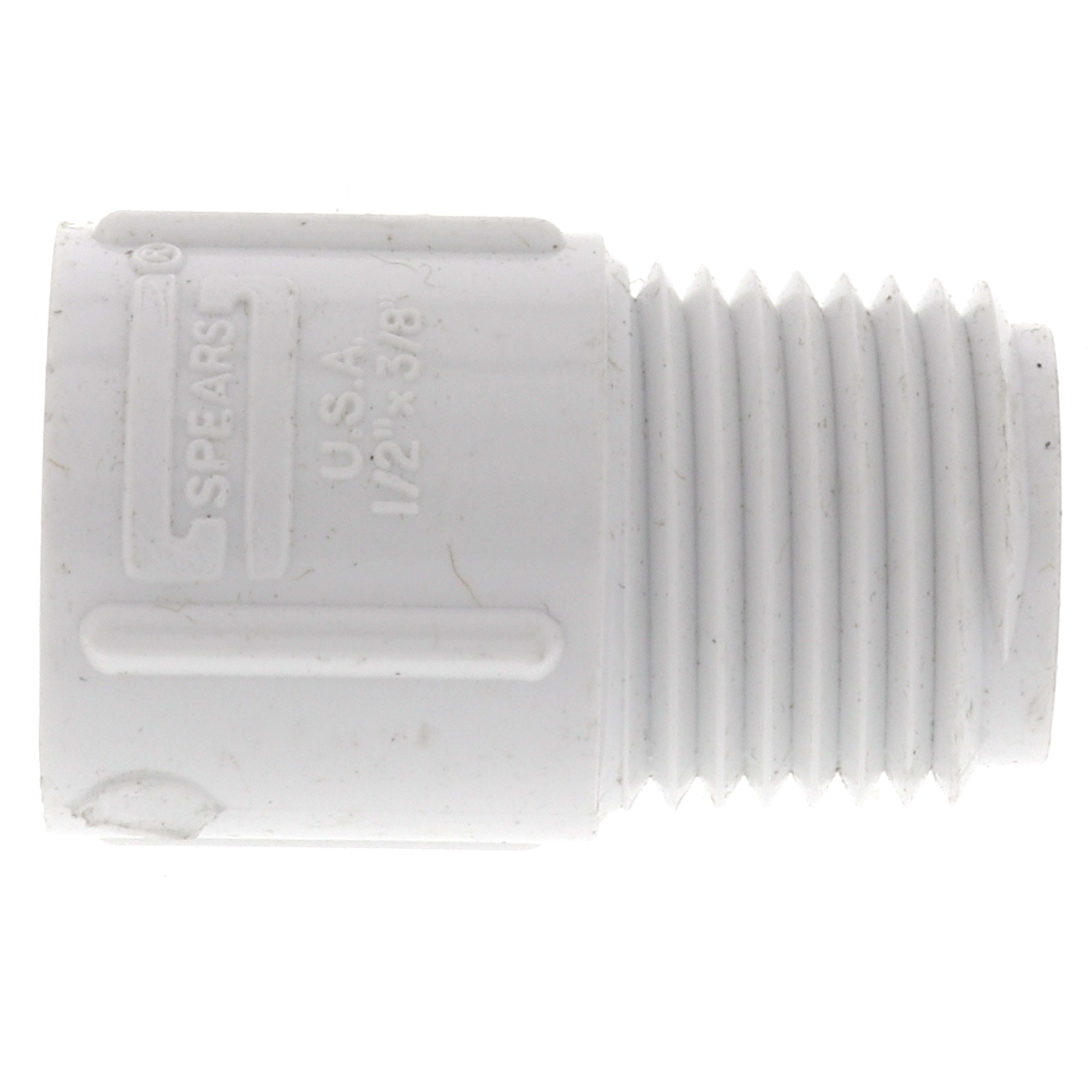 SPEARS VALVES 436-073 Reducer Male Adapter, MPT x Socket, 1/2 x 3/8 Size, PVC | BU6UNN