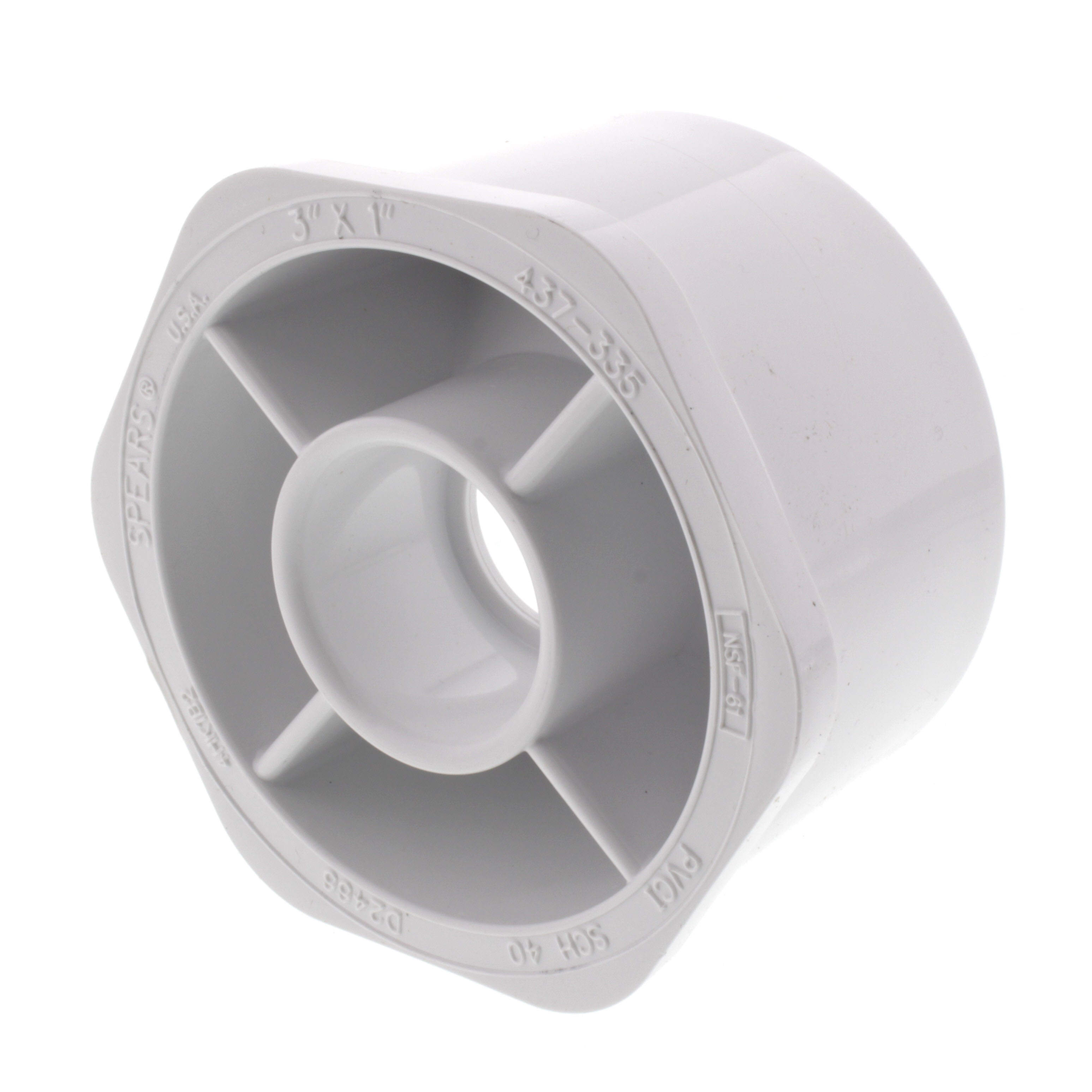 SPEARS VALVES 437-335 Reducer Bushing, Spigot x Socket, Schedule 40, 3 x 1 Size, PVC | BU7KWU