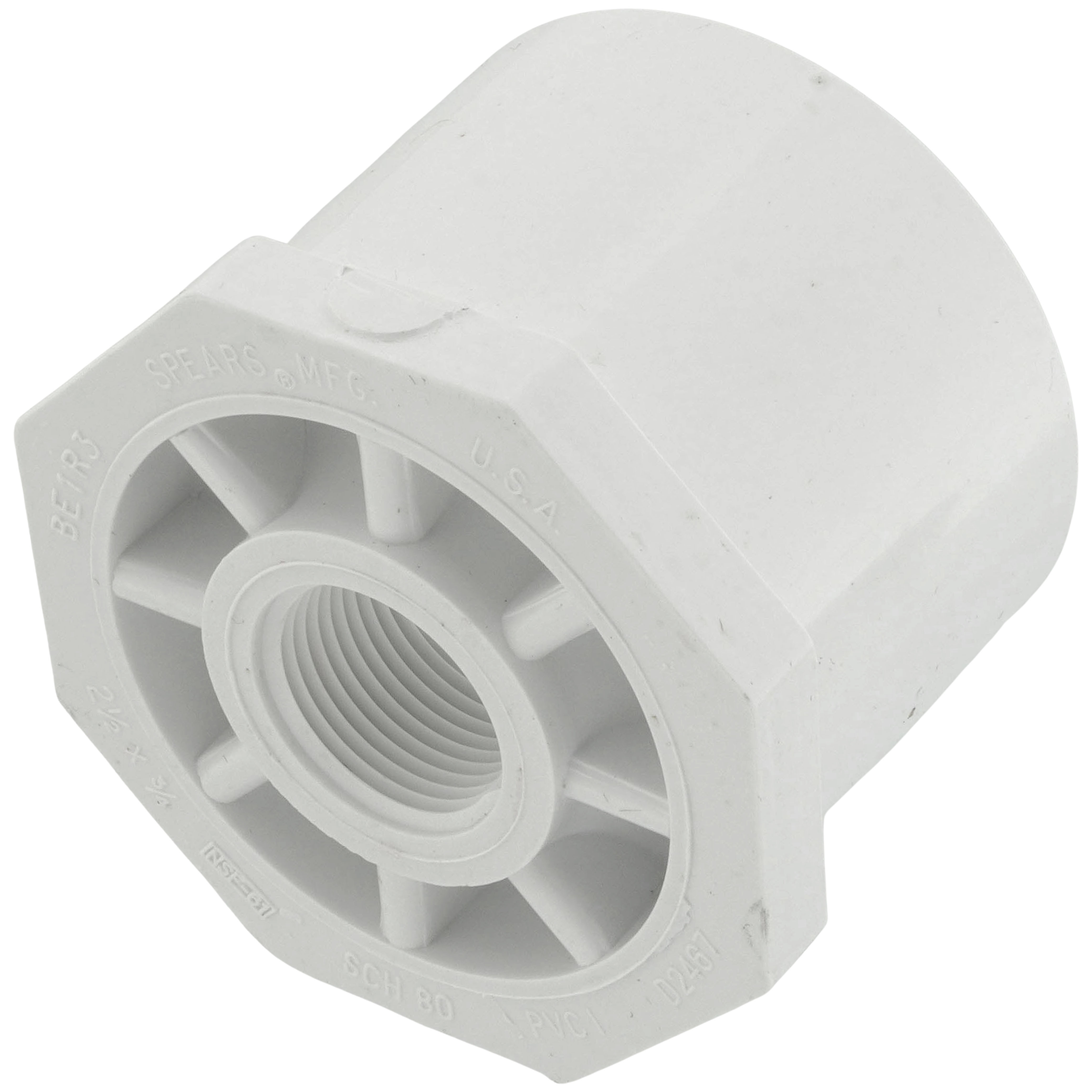 SPEARS VALVES 438-288 Reducer Bushing, Spigot x FPT, Schedule 40, 2-1/2 x 3/4 Size, PVC | BU7LCQ