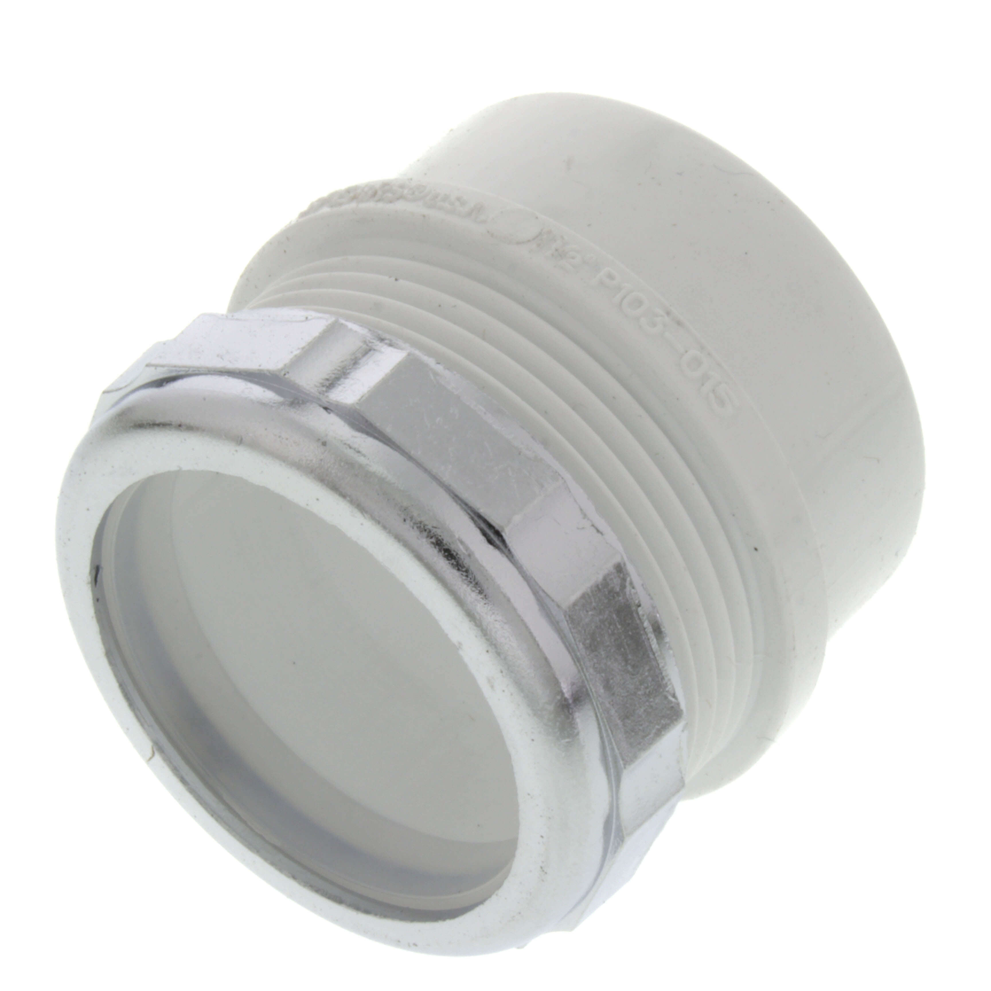 SPEARS VALVES P103X-015 Drain Waste Vent Male Trap Adapter, With Chrome Nut, Spigot x Slip, 1-1/2 Size, PVC | BU7ZNR