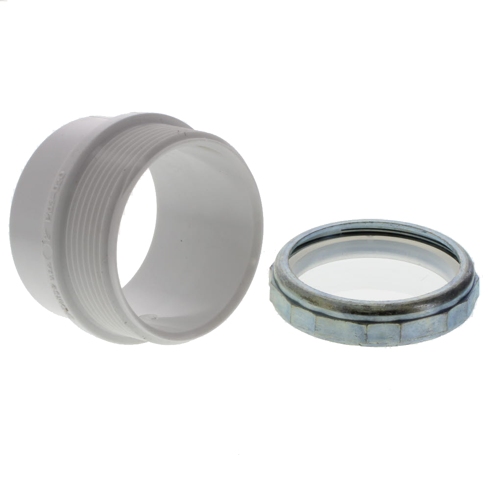 SPEARS VALVES P103X-020 Drain Waste Vent Male Trap Adapter, With Chrome Nut, Spigot x Slip, 2 Size, PVC | BU7ZNX