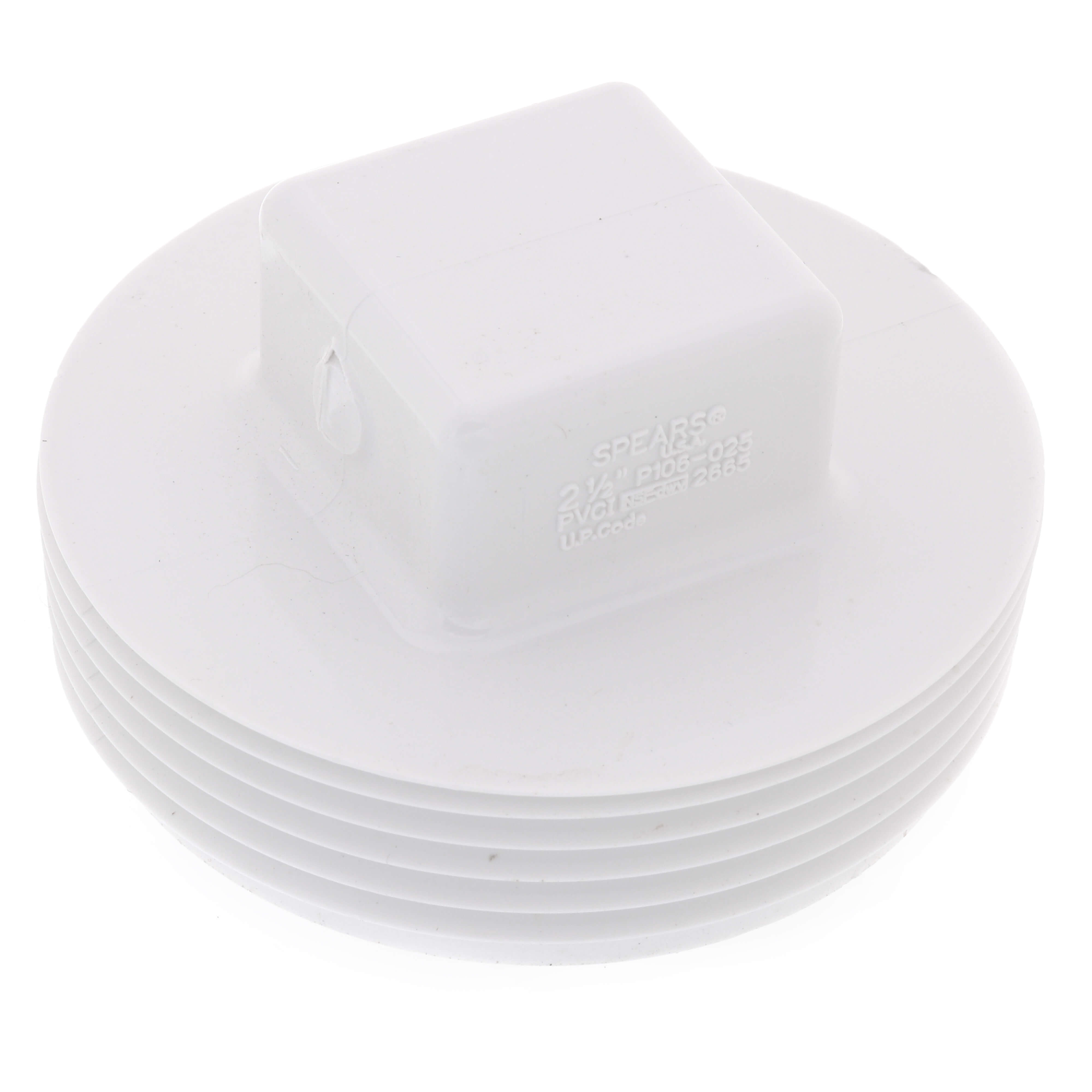 SPEARS VALVES P106-025 Drain Waste Vent Square Head Cleanout Plug, MPT, 2-1/2 Size, PVC | BU7ZLL