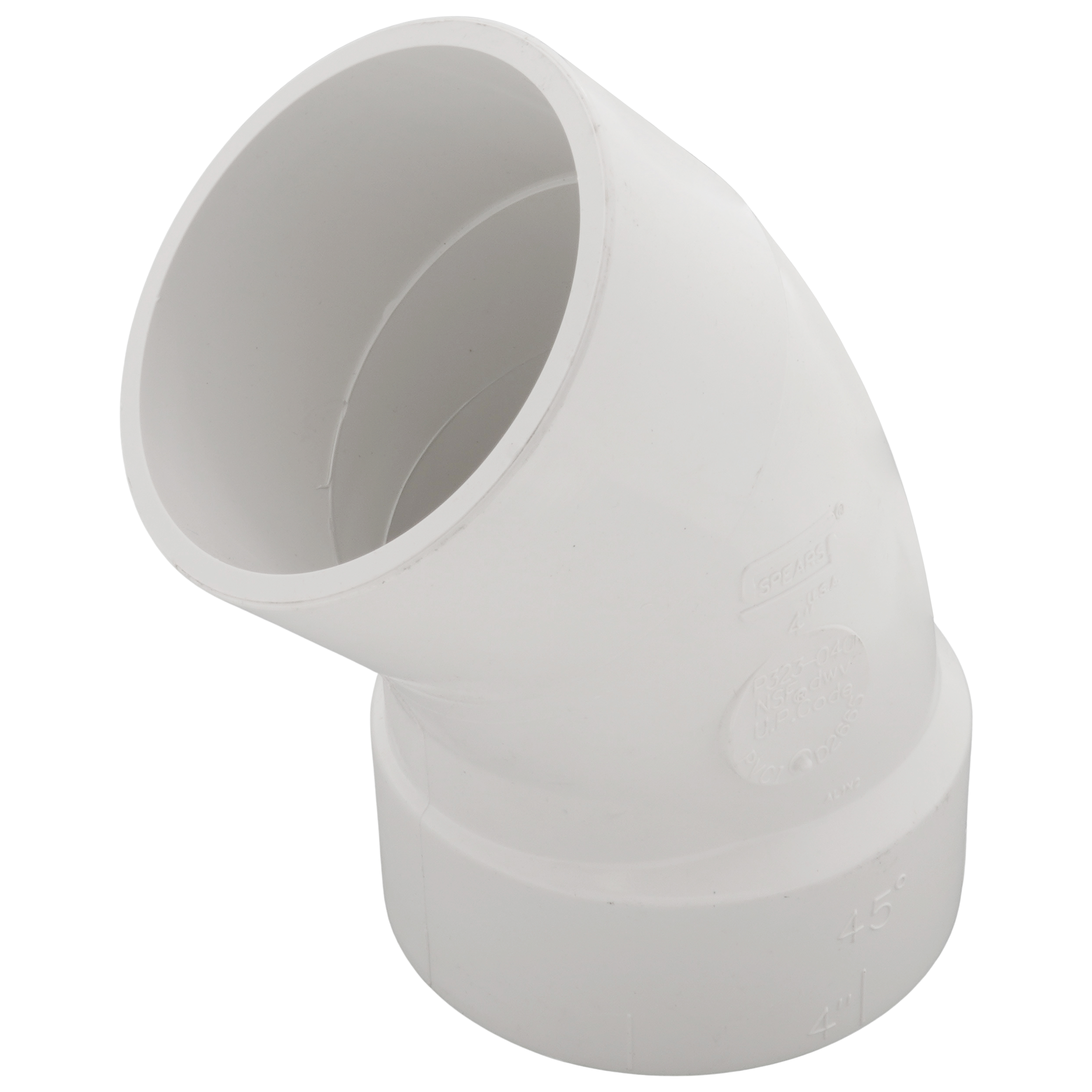 SPEARS VALVES P323-040 Drain Waste Vent Long Sweep 1/8 Bend, Hub x Spigot, 4 Size, PVC | BU7HPR