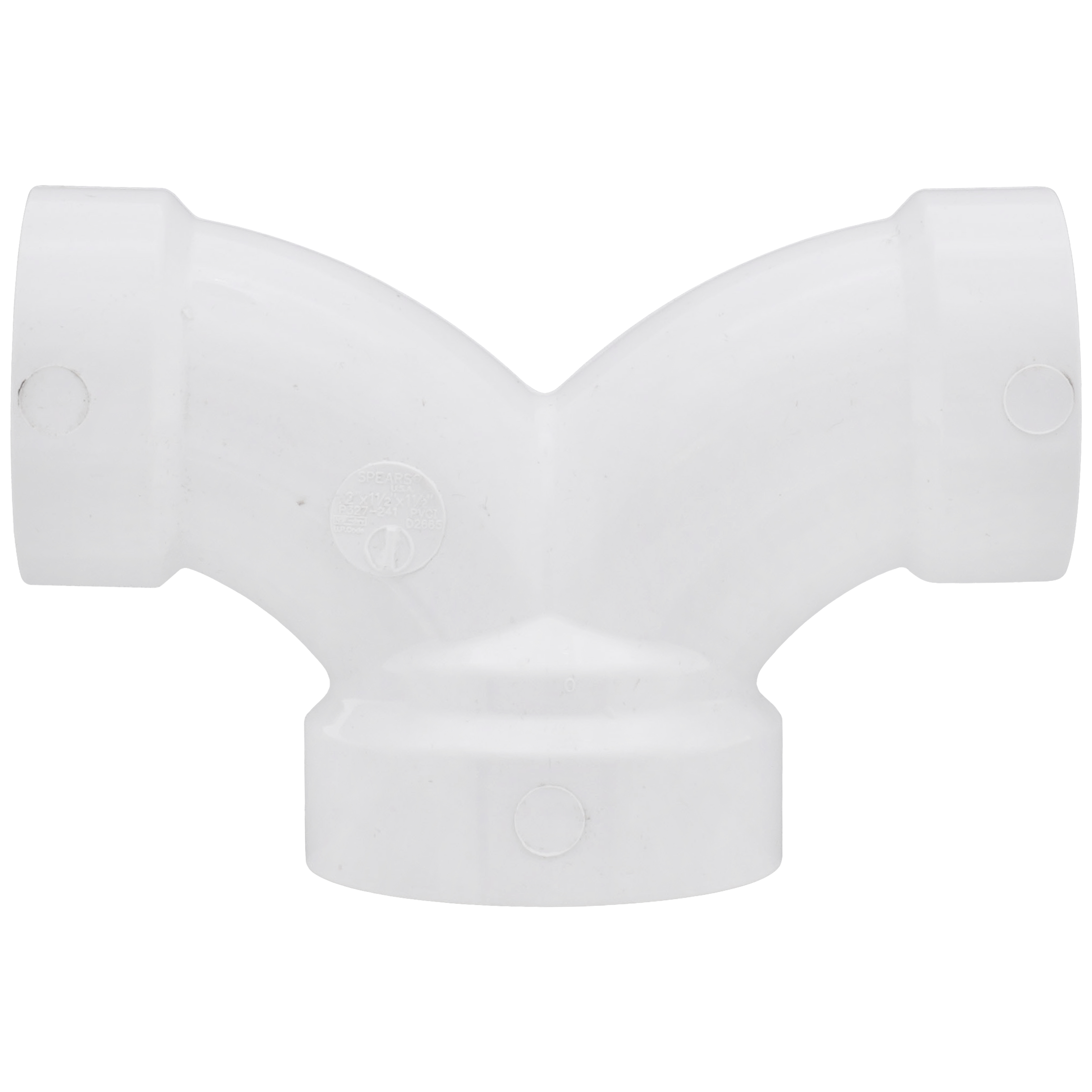 SPEARS VALVES P327-241 Drain Waste Vent, 1/4 Double Bend, Hub x Hub x Hub, 2 x 1-1/2 x 1-1/2 Size, PVC | BU8ABD