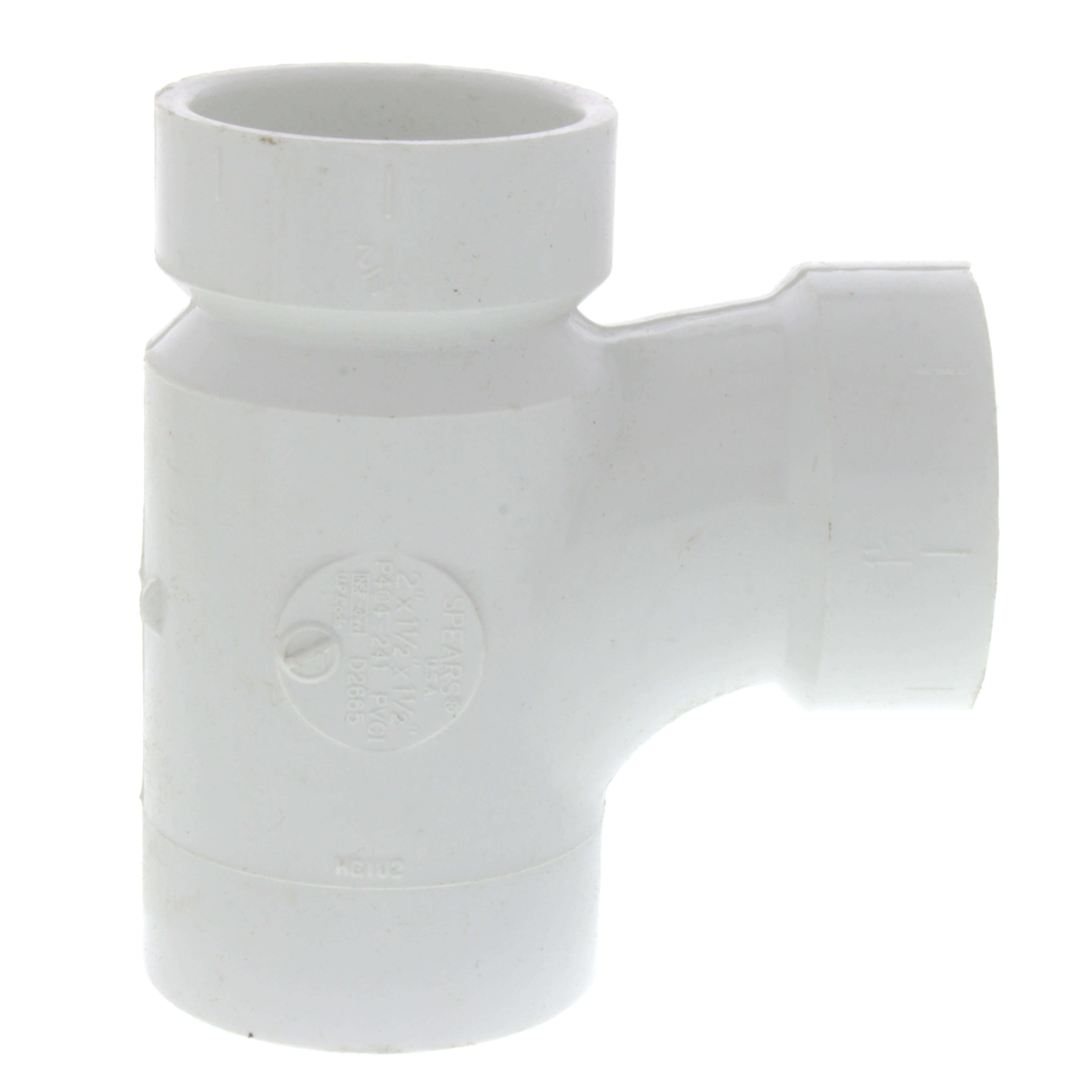 SPEARS VALVES P404-241 Drain Waste Vent Reducer Street Sanitary Tee, Spigot, 2 x 1-1/2 x 1-1/2 Size, PVC | BU8GZN
