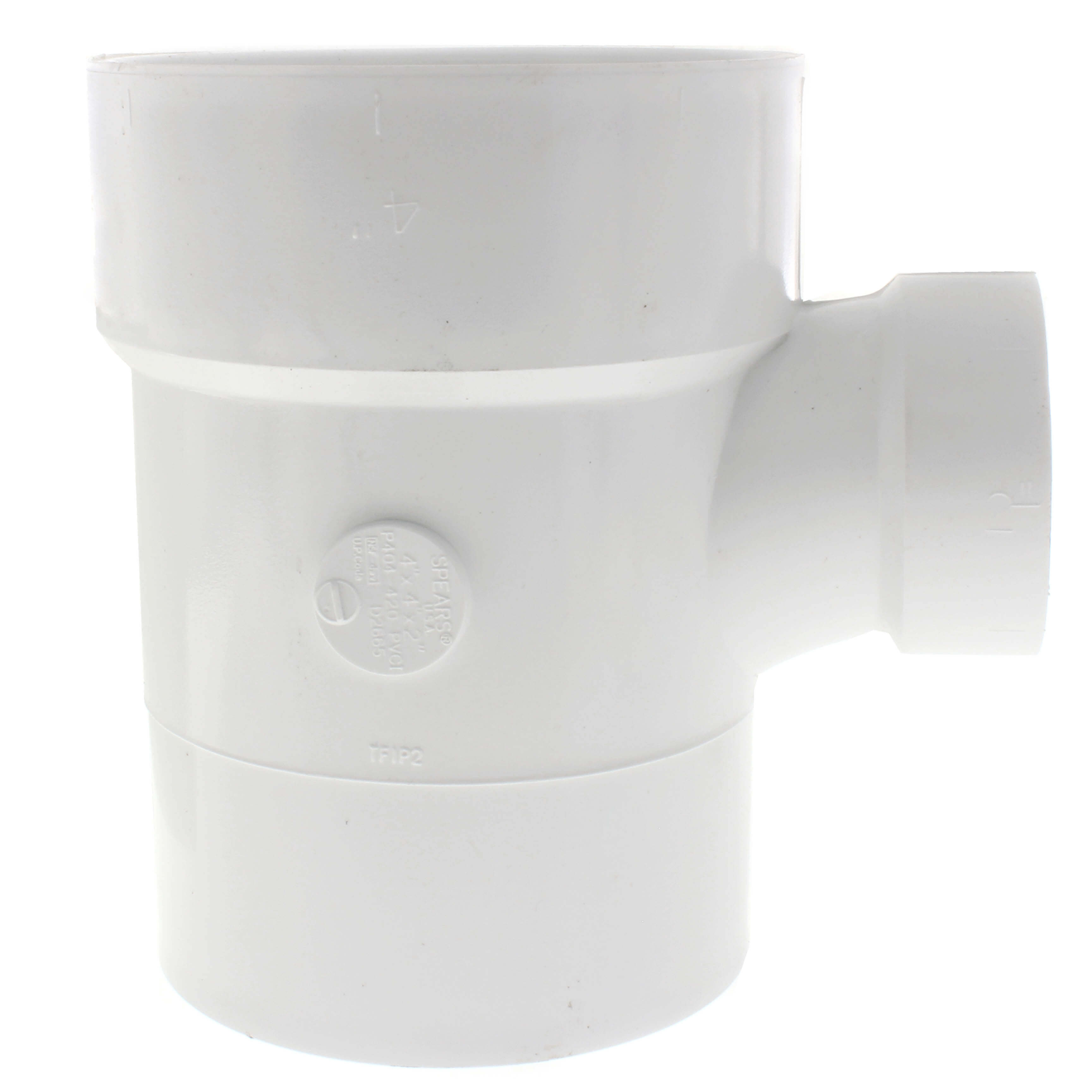 SPEARS VALVES P404-420 Drain Waste Vent Reducer Street Sanitary Tee, Spigot x Hub, 4 x 4 x 2 Size, PVC | BU8AFZ