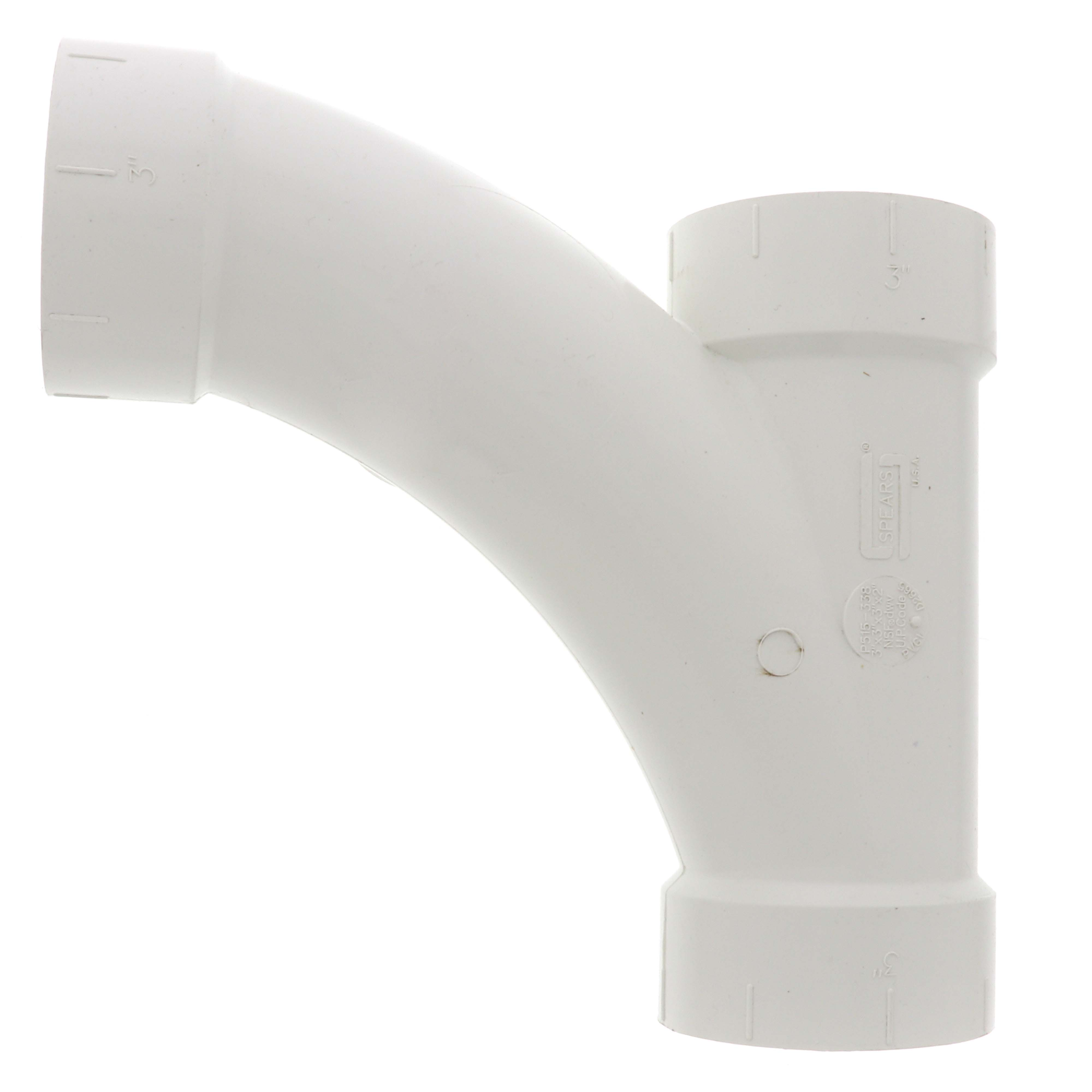 SPEARS VALVES P515-338 Dwv Combination Wye, 1/8 Bend, Withft Side Inlet, 3 x 3 x 3 x 2 Size, PVC | BU8AVG