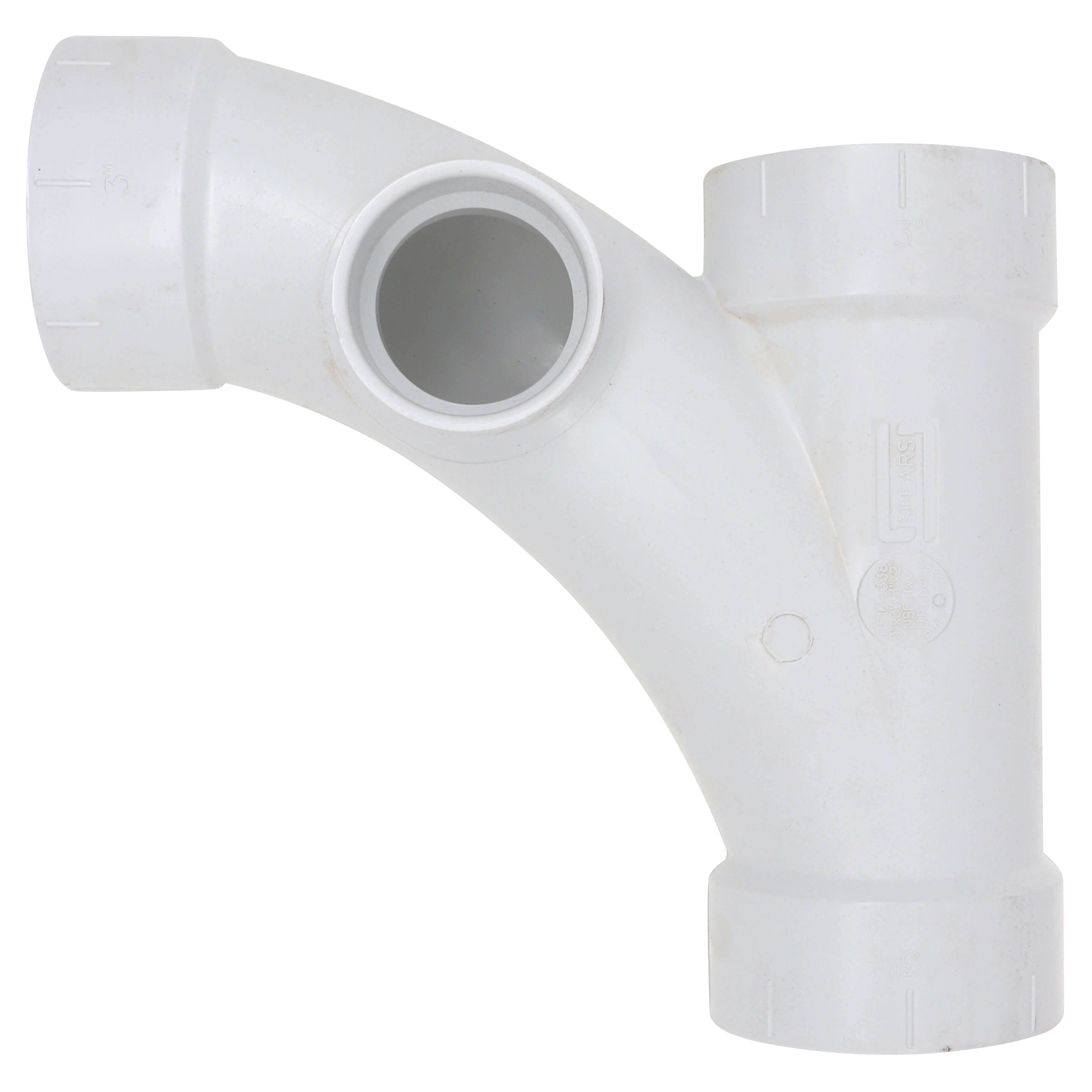 SPEARS VALVES P516-338 Dwv Combination Wye, 1/8 Bend, With Right Side Inlet, 3 x 3 x 3 x 2 Size, PVC | BU8AVJ