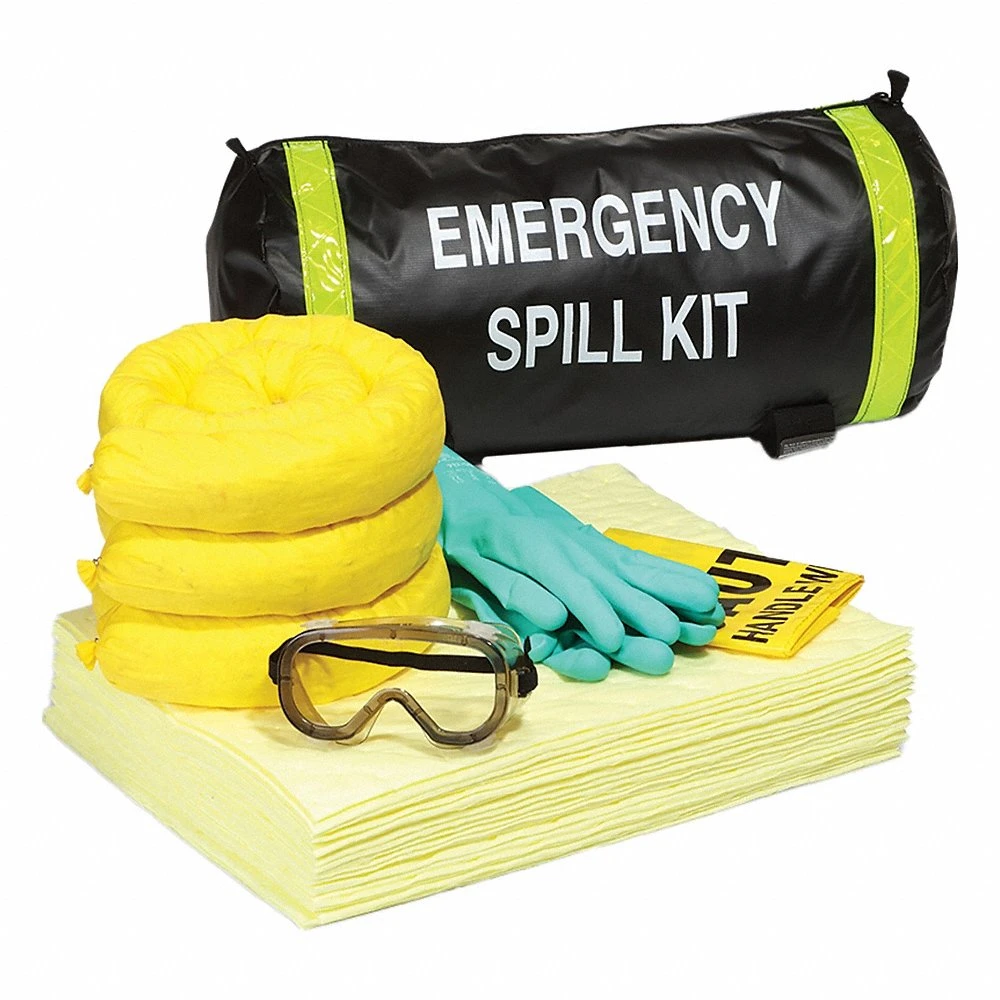 Spill Kit, Duffel Bag, 8 gal Volume Absorbed Per Kit, 20- HazMat Pads/ 3- HazMat Socks