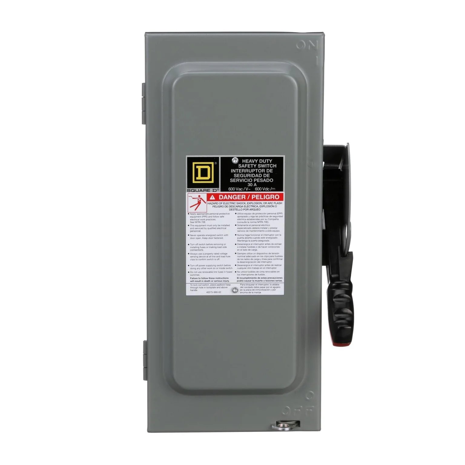 Switch, 30A, 600V, 3 Pole, Non-Fusible, H Frame Type