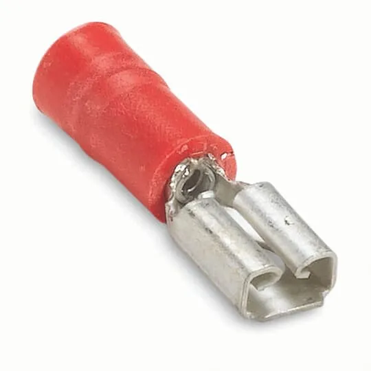 Female Disconnect, Long Barrel Type, 22 To 18 AWG Conductor, Red, 1000PK