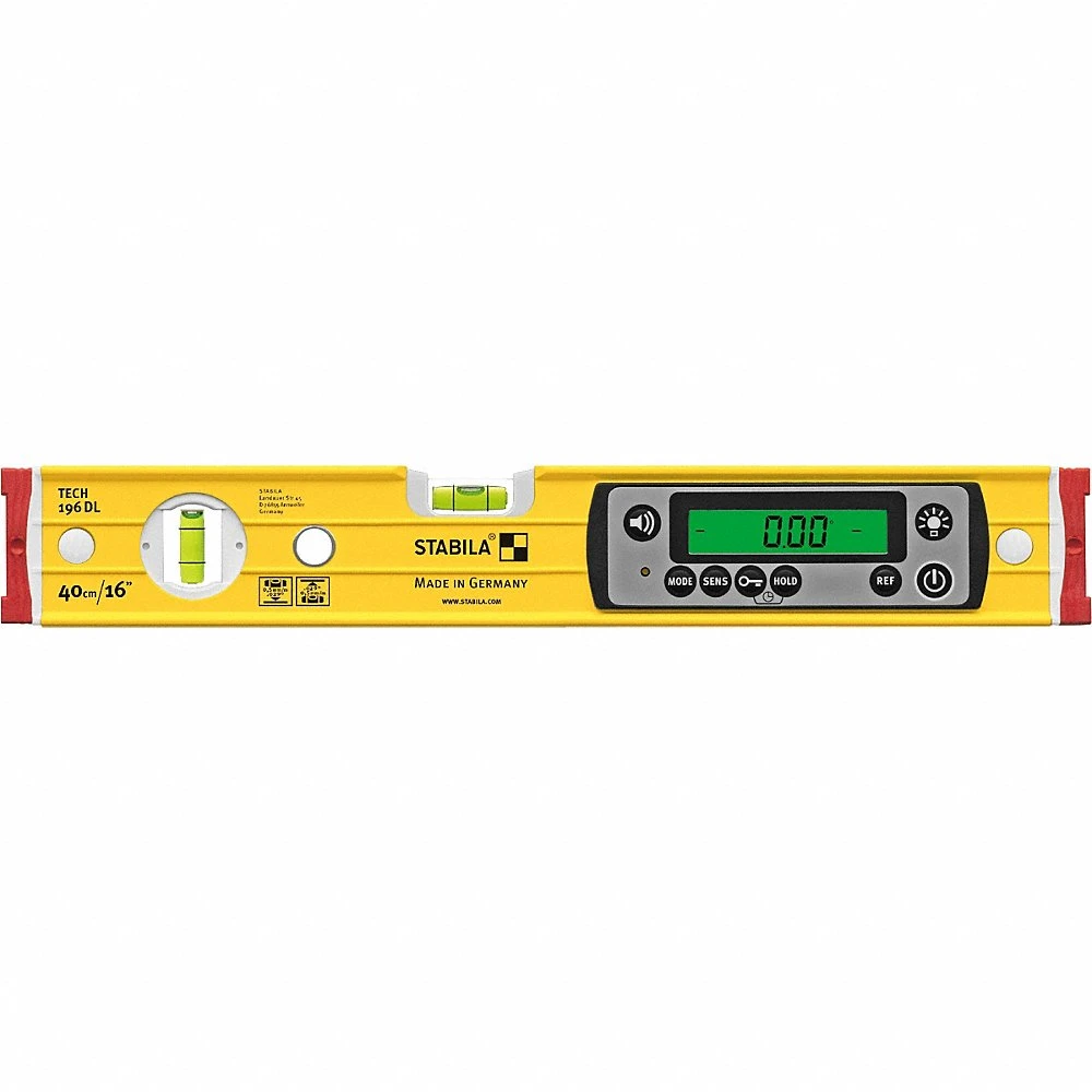 Digital Level, 1 Deg - 90 Deg, 0 Rare Earth, ±0.10 Deg, 16 Inch Overall Length, Bag, LED