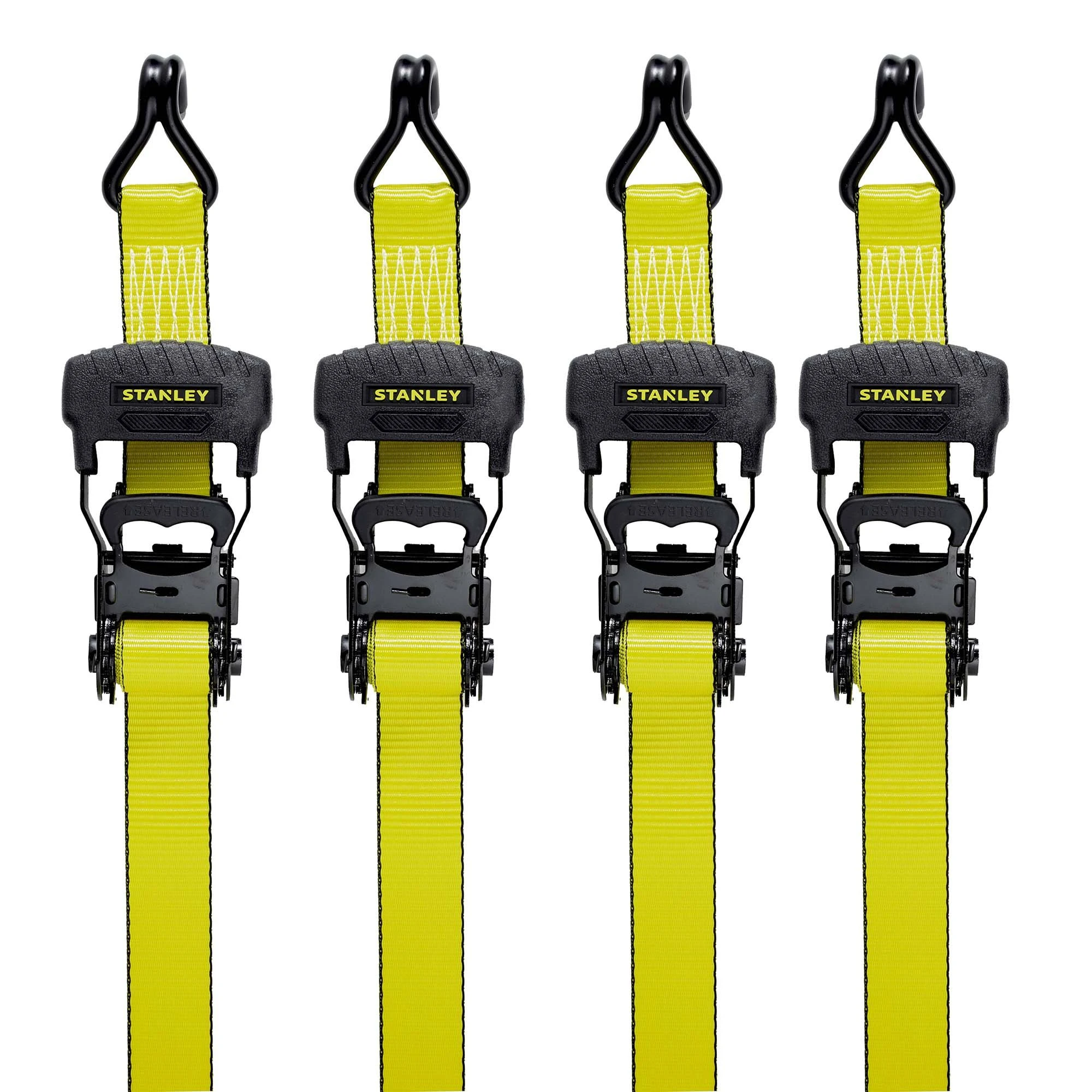 16 Feet x 1.5 Inch Ratchet Strap, 3300 lb, J Hook, DLB, 4PK