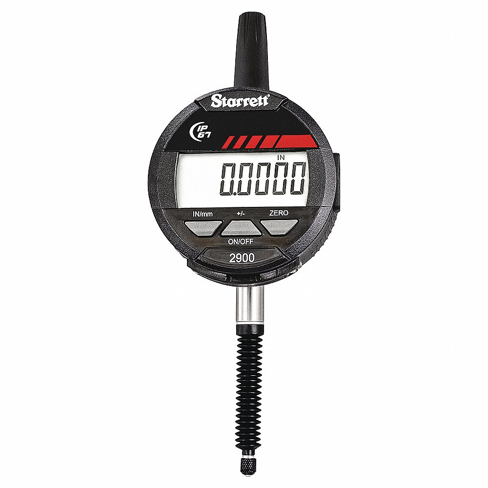 Digital Indicator, 0 Inch-1 Inch /0 mm-25 mm, Inch/Metric, +/-0.001 Inch Accuracy, IP67